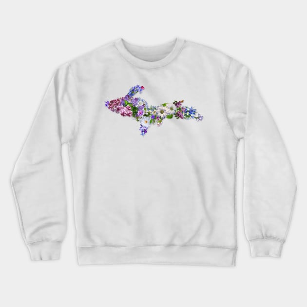 Upper Peninsula Flowers Outline Crewneck Sweatshirt by Jarrodjvandenberg